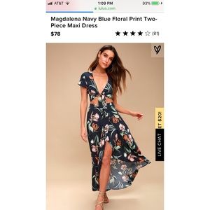 Magdalena Navy Blue Floral Print 2 piece maxi